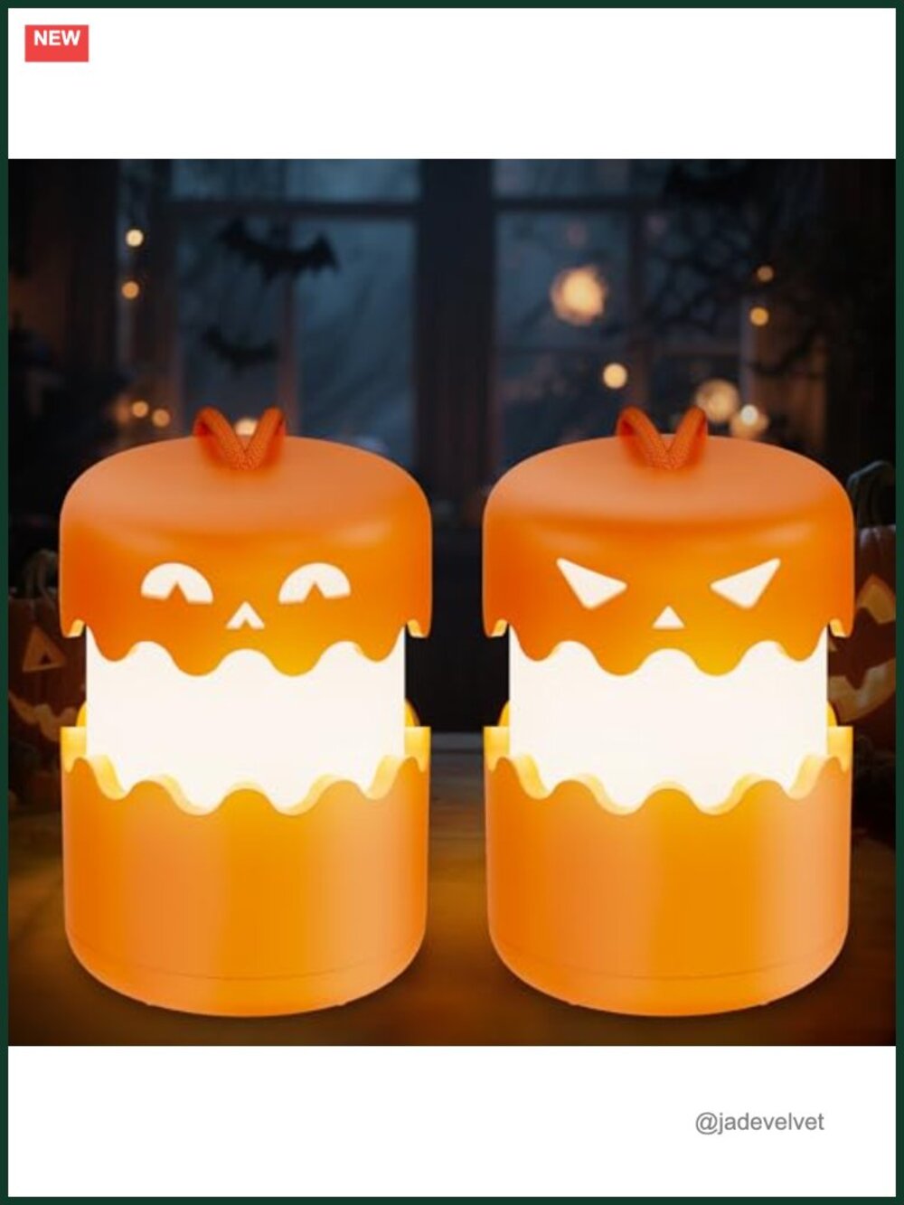 Rechargeable Halloween Pumpkin Lantern Collapsible Jack O Lantern Lights Set of